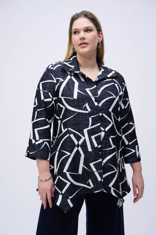 Jacquard Abstract Print Handkerchief Jacket