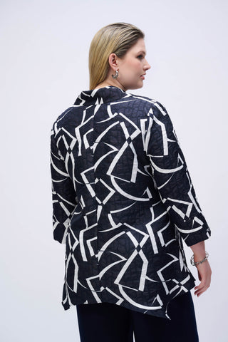 Jacquard Abstract Print Handkerchief Jacket