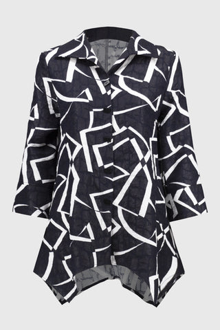 Jacquard Abstract Print Handkerchief Jacket