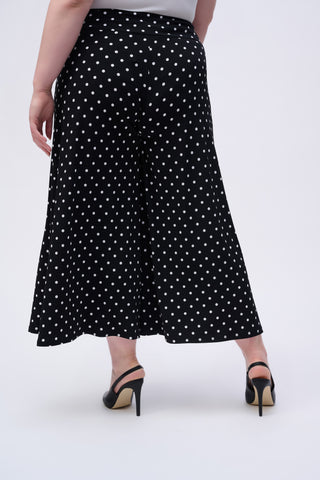 Silky Knit Dot Print Pull-On Culotte Pants