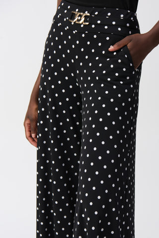 Silky Knit Dot Print Pull-On Culotte Pants