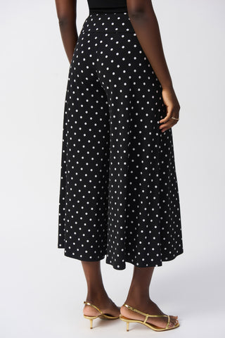 Silky Knit Dot Print Pull-On Culotte Pants