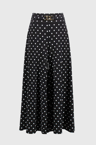 Silky Knit Dot Print Pull-On Culotte Pants