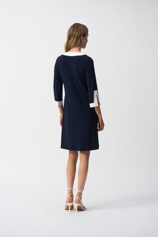 Silky Knit Colour Block A-Line Dress