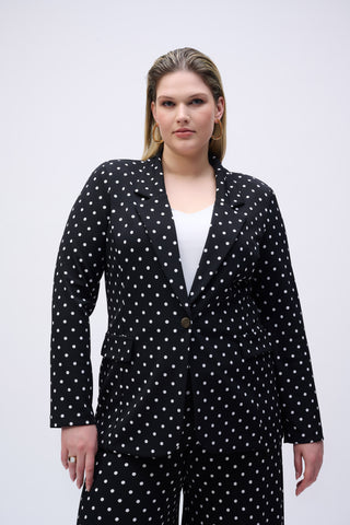 Silky Knit Dot Print Boxy Blazer