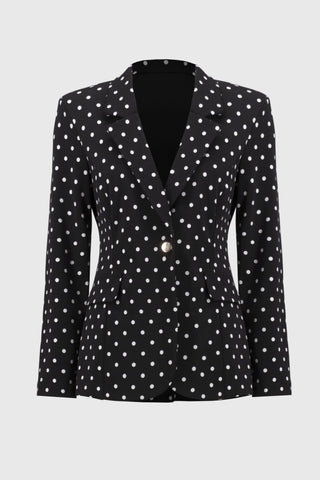 Silky Knit Dot Print Boxy Blazer