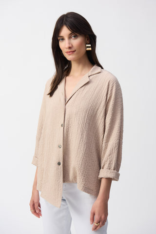 Seersucker Asymmetrical Boxy Jacket