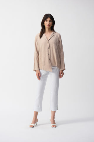 Seersucker Asymmetrical Boxy Jacket