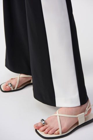 Black and White Wide-Leg Pull-On Pants