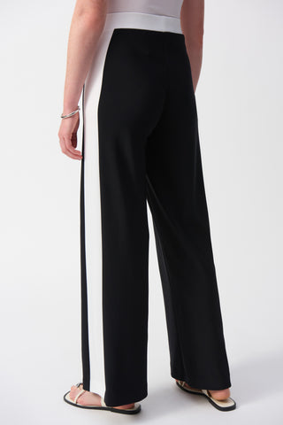 Black and White Wide-Leg Pull-On Pants