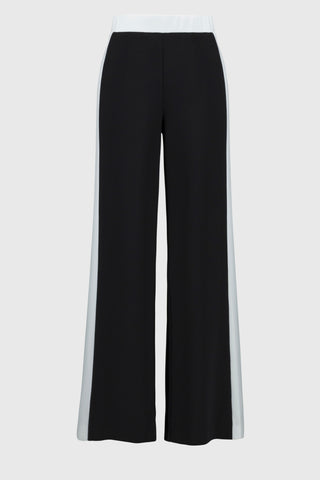 Black and White Wide-Leg Pull-On Pants