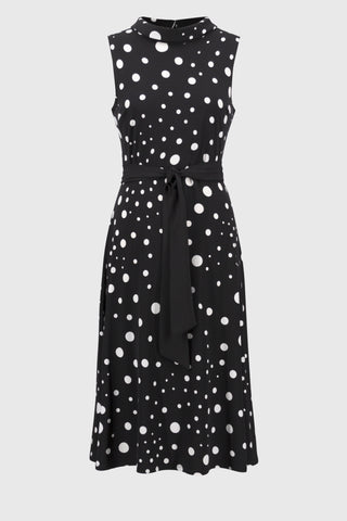 Silky Knit Dot Print Fit And Flare Dress