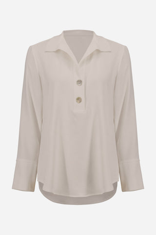 Gauze Straight Top With Button Detail