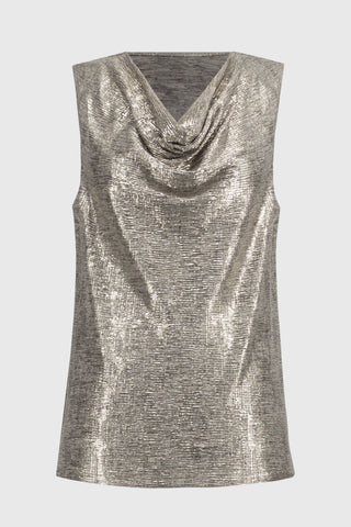 Foiled Melange Knit Sleeveless Top