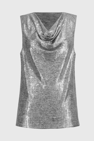 Foiled Melange Knit Sleeveless Top