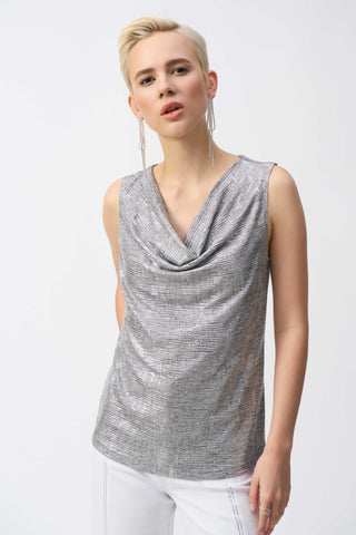 Foiled Melange Knit Sleeveless Top