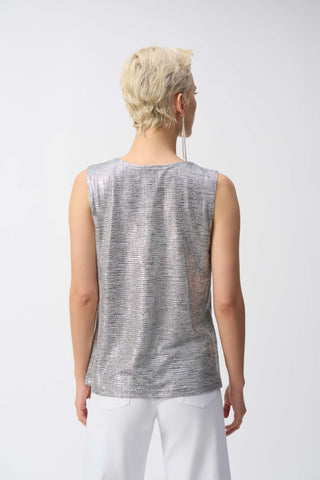 Foiled Melange Knit Sleeveless Top