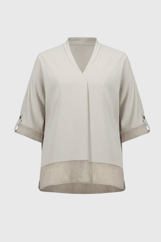 Woven and Mesh Boxy Top