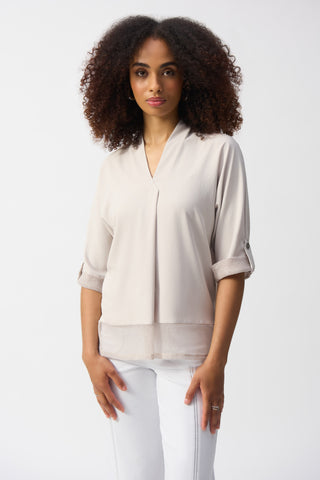 Woven and Mesh Boxy Top