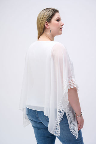 Chiffon And Silky Knit Poncho Top