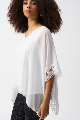 Chiffon And Silky Knit Poncho Top