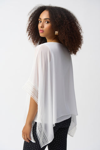 Chiffon And Silky Knit Poncho Top