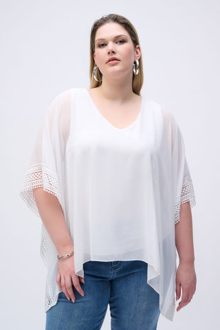 Chiffon And Silky Knit Poncho Top