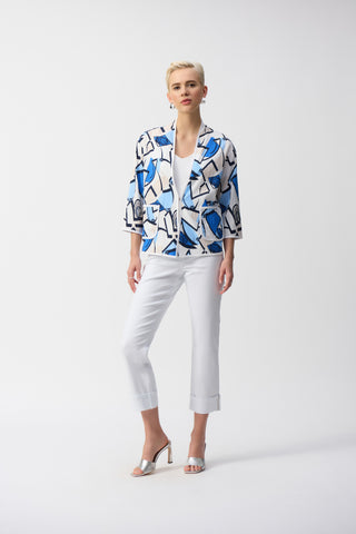 Seersucker Geometric Print Jacket