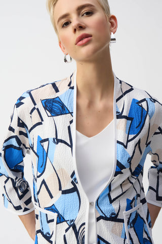 Seersucker Geometric Print Jacket