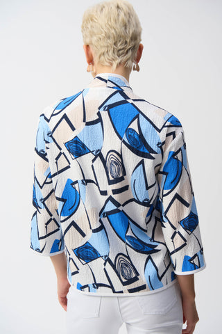 Seersucker Geometric Print Jacket