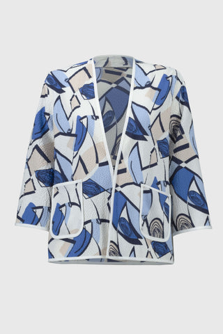 Seersucker Geometric Print Jacket