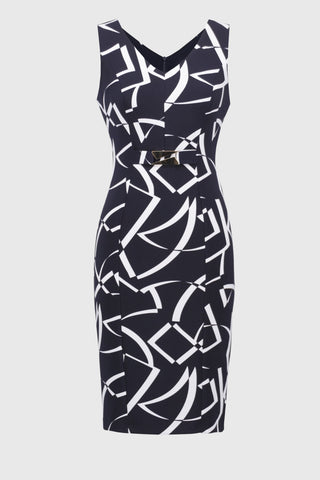 Silky Knit Geometric Print Sheath Dress