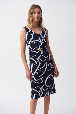 Silky Knit Geometric Print Sheath Dress