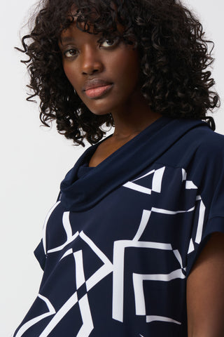 Woven Abstract Print Boxy Top