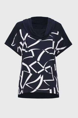 Woven Abstract Print Boxy Top