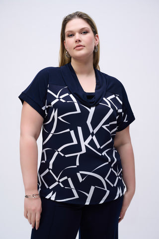 Woven Abstract Print Boxy Top