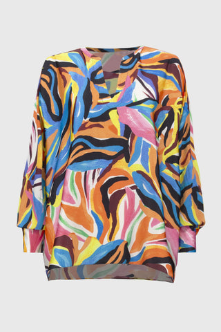 Satin Abstract Print Boxy Top