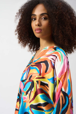 Satin Abstract Print Boxy Top