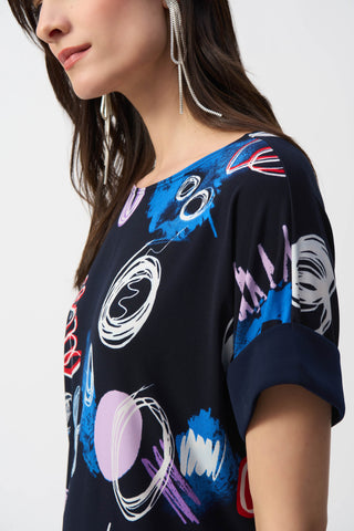 Silky Knit Abstract Print Boxy Top