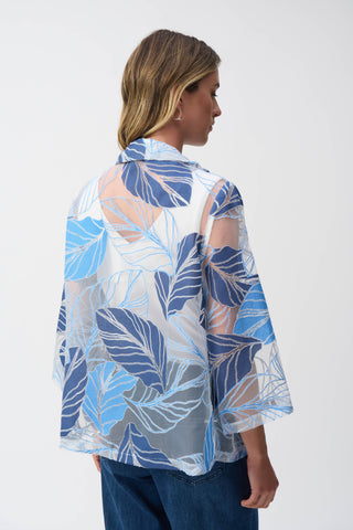 Novelty Leaf-Print Trapeze Jacket