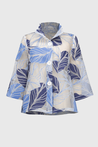 Novelty Leaf-Print Trapeze Jacket