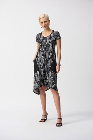 Silky Knit Conversasional Print Cocoon Dress