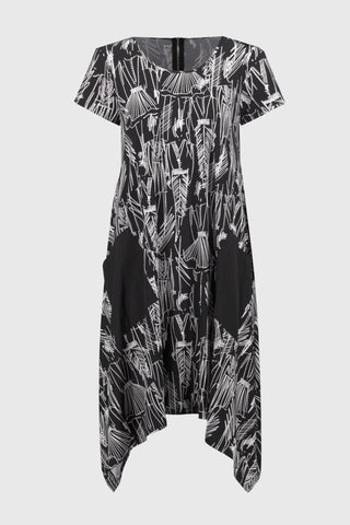 Silky Knit Conversasional Print Cocoon Dress