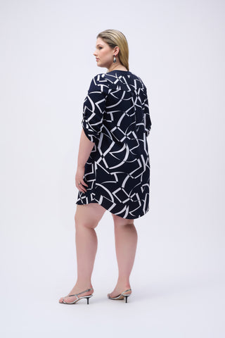 Woven Geometric Print Straight Dress