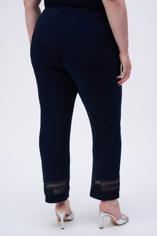 Silky Knit Straight Pants With Guipure Detail