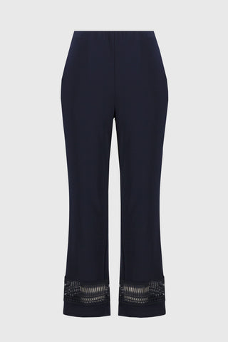 Silky Knit Straight Pants With Guipure Detail