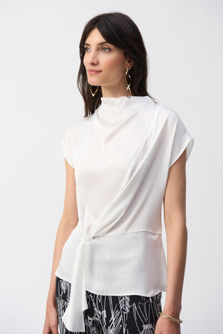 Satin Draped mock neck top