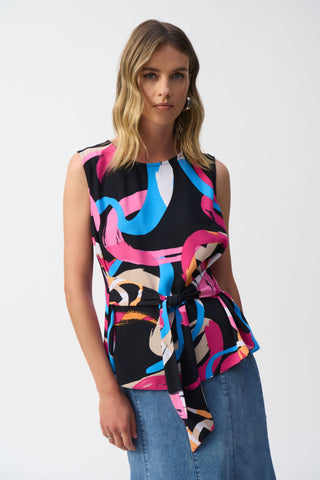 Woven Abstract Print Fit and Flare Top