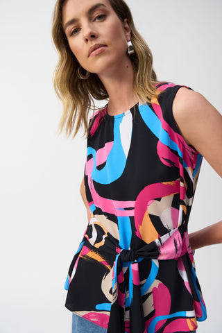 Woven Abstract Print Fit and Flare Top