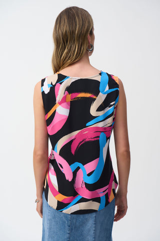 Woven Abstract Print Fit and Flare Top